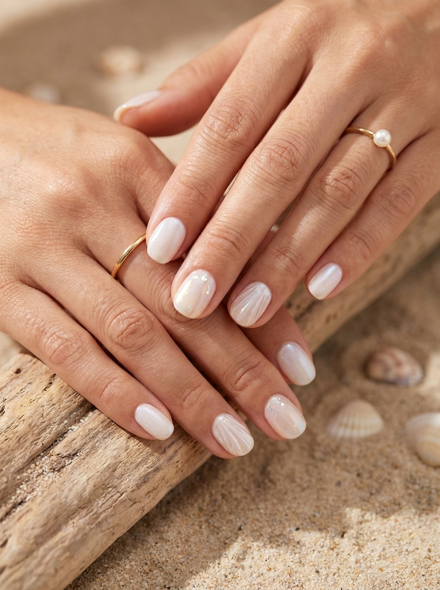 Seashell Pearl Nails